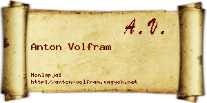 Anton Volfram névjegykártya
